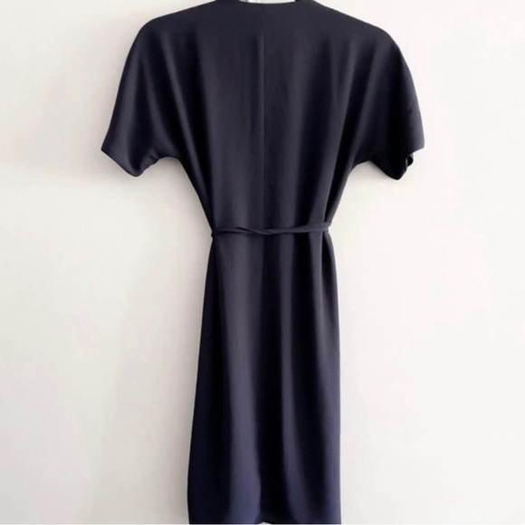 Navy Blue Babaton Wrap Dress - Picture 2 of 3
